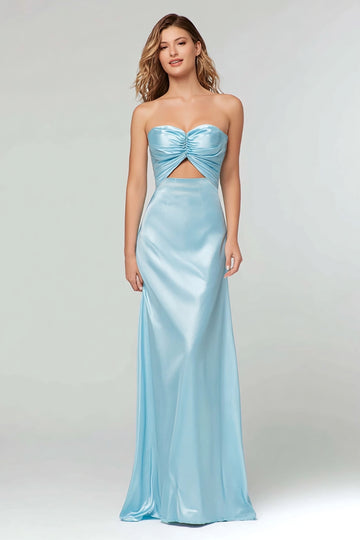 Strapless Keyhole Sheath Sky Blue Formal Dress